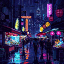 Night Street 8bit pixel style